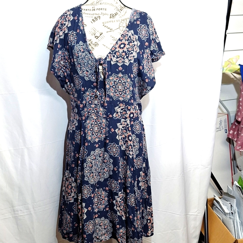 Torrid Blue Floral Midi Dress